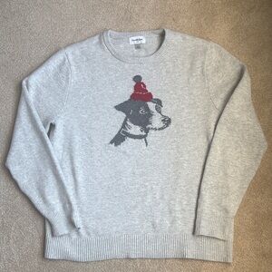 Gray Dog Print Sweater Christmas